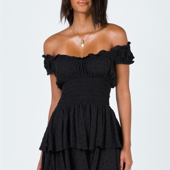 Princess Polly Black Ruffled Mini Romper - Picture 2 of 7